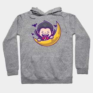 Cute Dracula With Moon And Bats Hoodie